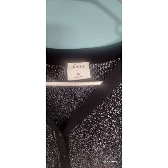 ! Soma ombre long button front cardigan size M black silver Metallic - Picture 3 of 7